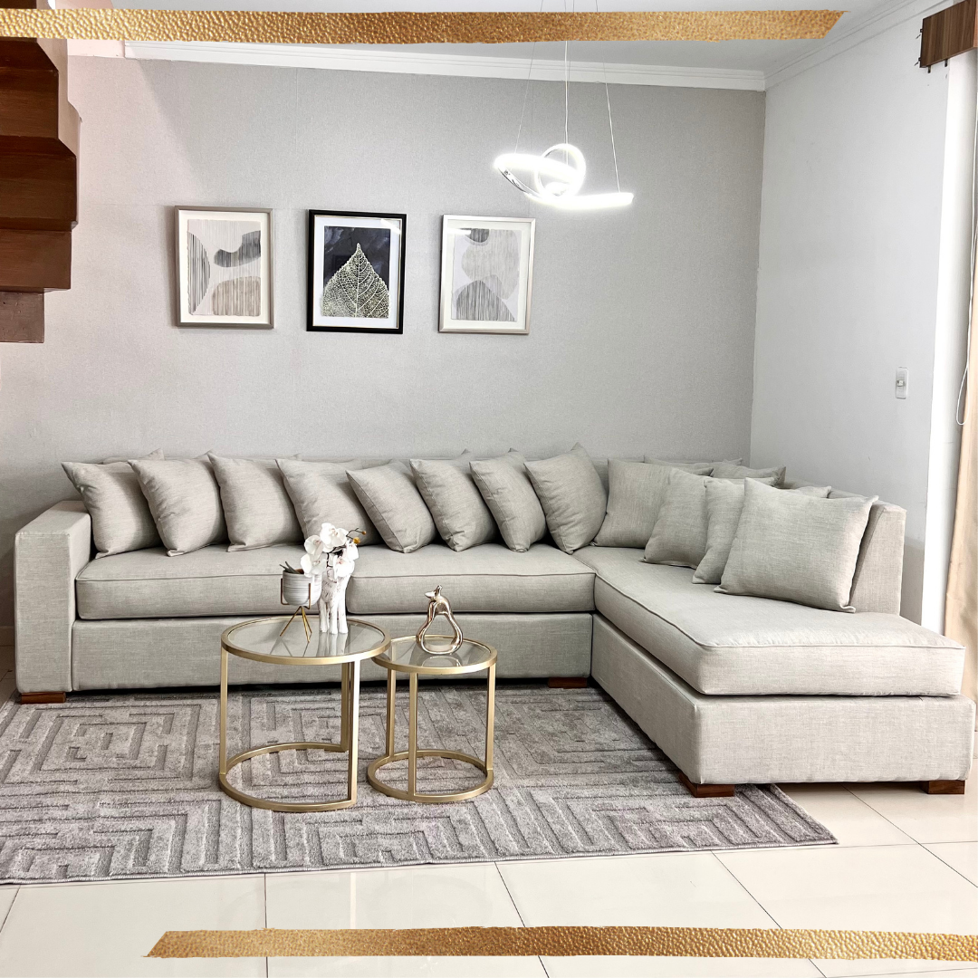 Sofá en L amplio y cómodo